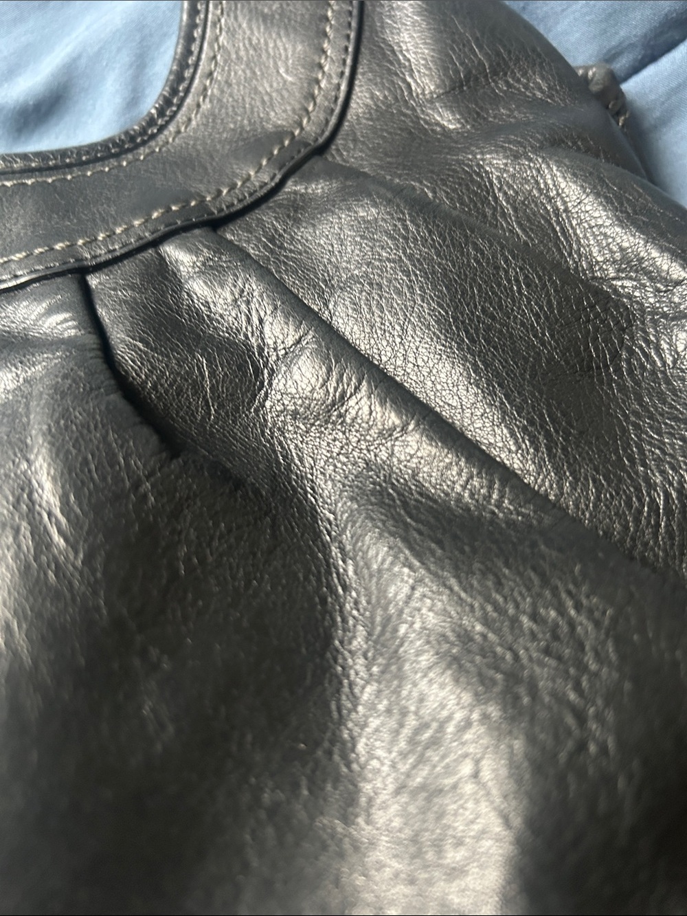 Coach Black Leather Shoulder Bag with Gold Accent - Picture 9 of 14